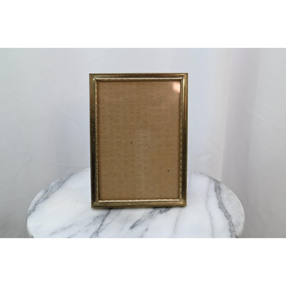 Vintage Brass Picture Frame 5x7 Rectangular Tabletop Easel Back Gold Tone